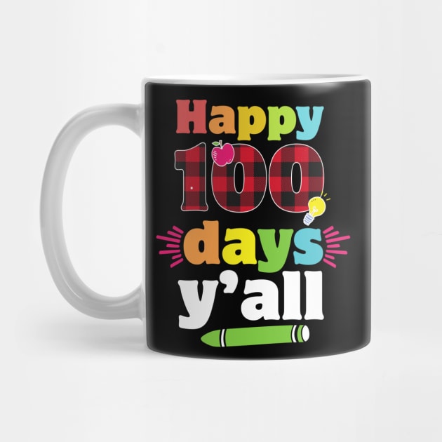 Happy 100 days yall cute red plaid 100th day of school gift for Teachers and Students by BadDesignCo
